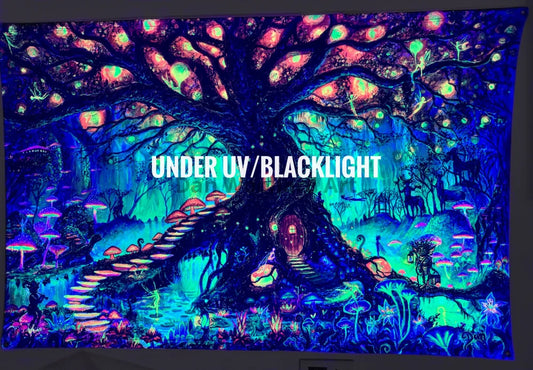 UV Glow Tapestry - The Enchanted Fairy Tree