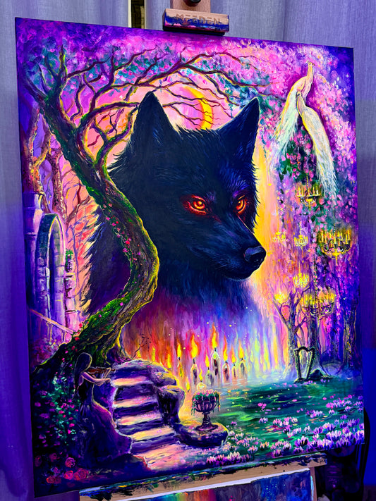 The Romance of Wolves Original Painting