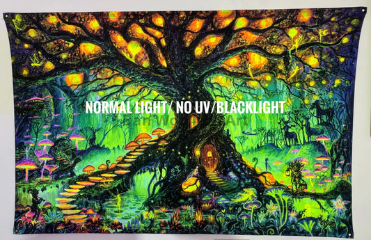 UV Glow Tapestry - The Enchanted Fairy Tree