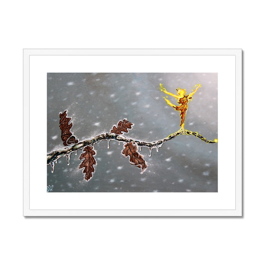 Autumn clinging to Winters Chill Framed & Mounted Print